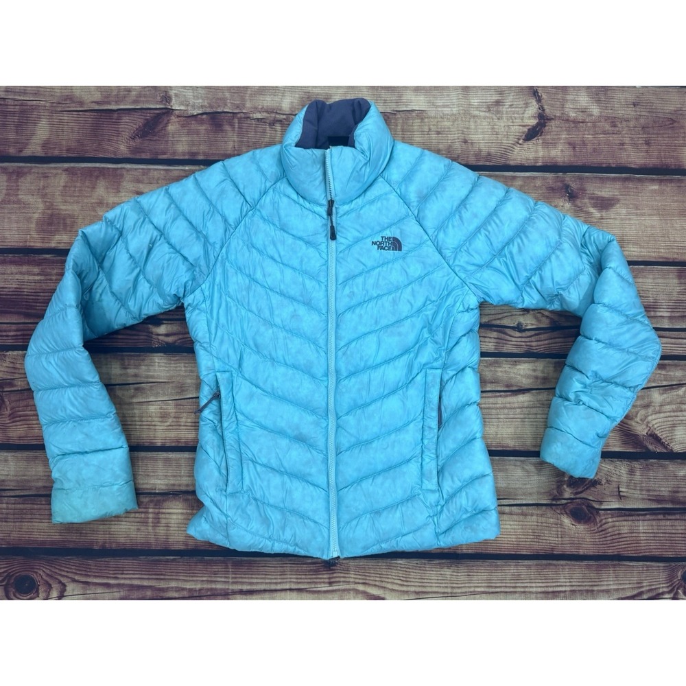 The North Face Women's Blue 800 Fill Down Full Zip Puffer Jacket Pockets S